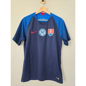 Nike Slovakia Away Jersey 2018 Navy Blue Zigzag Dri-FIT Men's Size S Soccer Core